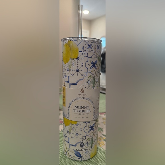 Manna Skinny Stainless Steel Tumbler with Lemon Design - Picture 1 of 6